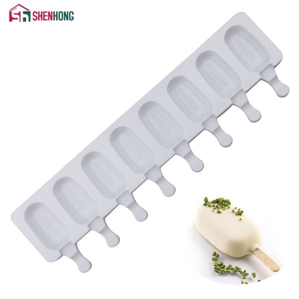 SHENHONG 8 Cavity Popsicle Cream Makers Silicone Épais matériel DIY Ice Cube Moules Dessert Moules Plateau 220611