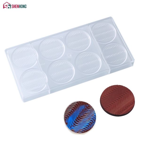 Shenhong 8 cavité ronde polycarbonate de polycarbonate moule de chocolat châtrage châtier bricolage chocolat moule poule outils Y200618