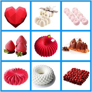 SHENHONG Pop Cake Decorating Mold 3D Moldes de silicona para hornear Heart Round Cakes Brownie Mousse Make Postre Pan Chocolate Tools T200703