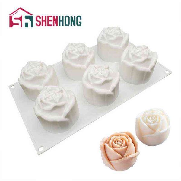 SHENHONG Silicone Moule Gâteau Rose Fleurs Forme 3D Moule De Mariage Dessert Mousse Bonbons Ustensiles De Cuisson Outils 211110