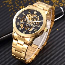 Shenhua Golden Skeleton Automatique Montre Mécanique Hommes Mode Étanche Antichoc Horloge Montre Mécanique Hommes Hommes Montres Y19062249j