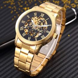 Shenhua Golden Skeleton Automatisch Mechanisch Horloge Mannen Mode Waterdicht Schokbestendig Klok Mechanisch Horloge Mannen Mannen Horloges Y19062318G