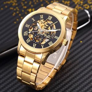 Shenhua Golden Skeleton Automatisch Mechanisch Horloge Mannen Mode Waterdicht Schokbestendig Klok Mechanisch Horloge Mannen Mannen Horloges Y19062244v