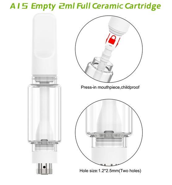 2024 Prix bon marché Vaporisateur vide ATOMIZERS CARTRIDE CARTRIDE Céramique Bobine de bobine épais Huile 2 ml Pyrex Glass A16 Vape Atomizer pour 510 Filant Batterie de préchauffage au Japon CA