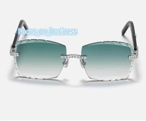 Shenzhen Mentleman personnalisé Gentleman Sunglasses Moisanite Diamond Diamond Rimless Mens Women Glasse