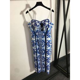 Shenzhen Laisure Fashion Fashion Womens porte Blue White White Porcelain Print Bra Sling Robe