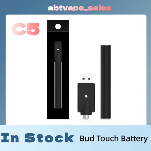 Shenzhen Vape Battery C5 Bud Touch Battery 10.5 mm sin botones Vape o Pen 345mAh para 510 cartuchos con luz indicadora inferior en stock de barco rápido en 4 días