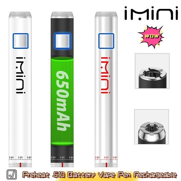 Shenzhen Vape Pen Batería Imini 650mAh 14mm ARI Vape Pen 1.8-4.2V Precalentamiento Baterías VV de voltaje variable para 510 cartuchos Carros Precalentamiento 510 Batería recargable