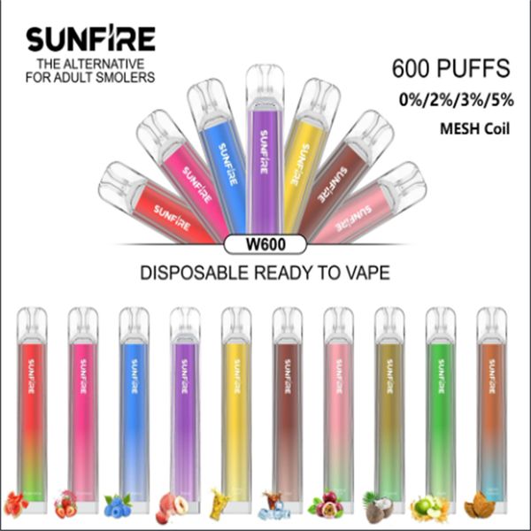 Tchèque République Vapes de vente en gros TPD VAPES CRISTAL VAPES SUN-FIRE 600PUFSS VAPE DISPOSE 10 FLAVORS 20MG ELECTRONIE Cigarette Wape Crystal Bar pour UK US