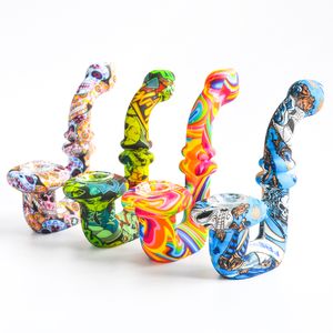 Pipe à tabac en silicone Sherlock Pipe à main avec bol en verre accessoire de fumée dab plate-forme pétrolière bongs d'eau