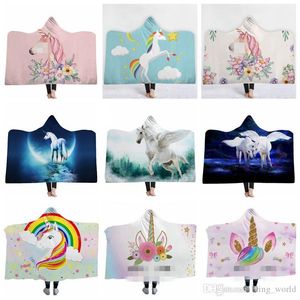 Manta Sherpa Mantas de lana portátiles Mantas de gran tamaño Dibujos animados Unisex Albornoz cálido Unicornio Regalo de Navidad 59 Diseños WLL996