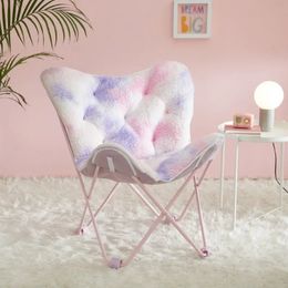 Chaise papillon pliante imprimée Sherpa avec garniture holographique rose 231221