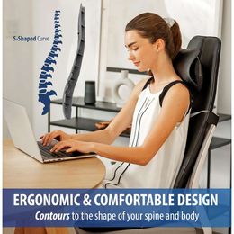 Masseur shiatsu cou et arrière avec chaleur - pétrissage 3D Taft de chaise de massage électrique de tissu profond avec ajustement de hauteur Vibration coussin du siège pour soulagement de la douleur musculaire