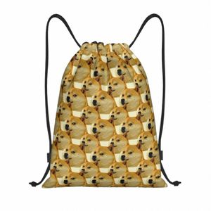 Shiba inu doge cheems mème cordon de crampon sac à dos hommes hommes sport sport sackpack sac de formation pliable sac 45yi #
