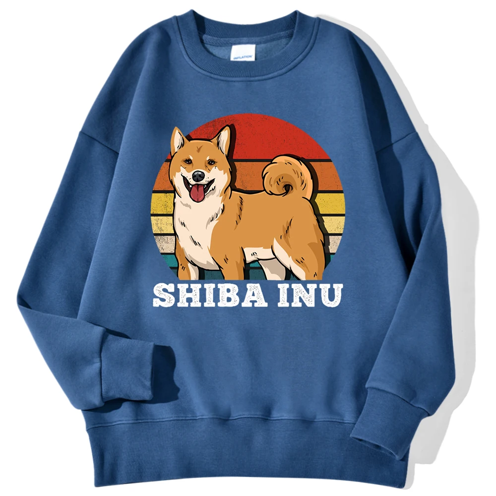 Shiba Inu On Falling Background Prints Male Pullover Autumn Casual Hoodies Loose Warm Sweatshirts Hip Hop High Quality Clothes