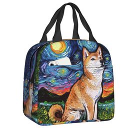 Shiba inu starry Night Isulater Lunch Sac pour femmes hommes portables pour chiens pour animaux