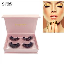 Shidishangpin 2 paar 3D Mink Eyelashes Handgemaakte Natuurlijke Lange Wimpers Mink Washes Zachte 3D-valse wimpers valse wimper geschenkdoos