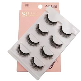 Shidishangpin 4 paren Mink Eyelashes False Washes Mink 3D Fake Wimper Extension Make Up Cilios Natural Long Cruly Free Lash
