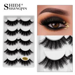 SHIDISHANGPIN 5 paires de cils de vison fabriqués à la main 3D cils de vison faux cils naturels longs et épais cils maquillages vente en gros faux cils