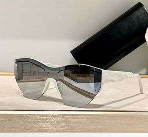 Lunettes de soleil bouclier pour femmes, monture blanche, verres miroir argentés, à la mode, UV400, 0004