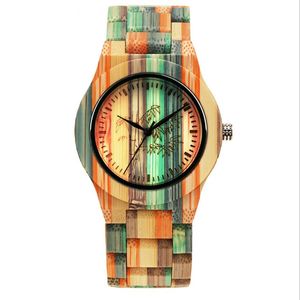 SHIFENMEI Horloge Kleurrijke Bamboe Atmosfeer Horloges Natuurlijke Ecologie Carbonisatie Eenvoudige Quartz Horloges2581