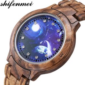 Shifenmei Wood Watch Touch Men digital Reloj Sports Electronic Wut Wristwatch para madera Relogio Masculino Wall Wristates