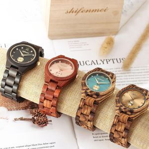 Reloj de madera Shifenmei, reloj de marca de lujo para mujer, reloj de pulsera de cuarzo, pulsera de moda para mujer, relojes de madera, reloj femenino