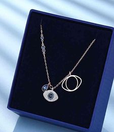 Shijia Devil's Eye Collier femelle or rose romantique avec élément rovski Crystal Devil Bracelet Clavicule Chain6672306
