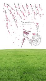 Shijuehezi Cartoon Girl Wall Stickers PVC Materiaal Diy Peach Flowers Bicycle Wall Decal voor kinderkamers Baby slaapkamer Decoratie1262252