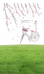 SHIJUEHEZI Cartoon Girl Pegalias de pared PVC DIY Peach Flores Bicicletas Declaración de pared para niños Decoración de dormitorio de bebé7954056