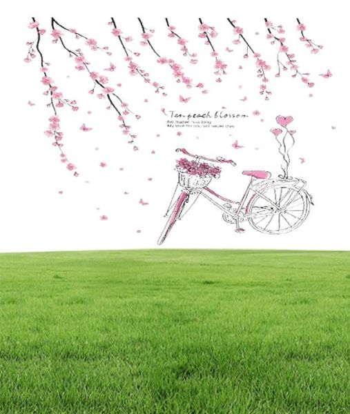 Shijuehezi Cartoon Girl Stickers muraux PVC MATÉRIAUX DIY PEACH FLOWERS BICYLE MUR Mur