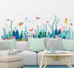 SHIJUEHEZI Autocollants muraux d'algues bricolage plantes d'eau de poisson Stickers muraux pour chambre d'enfants chambre de bébé salle de bains décoration de la maison 2011309316010