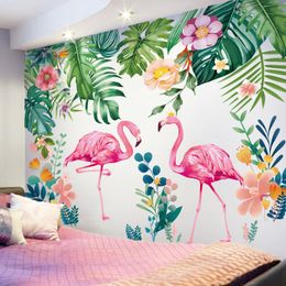 [shijuekongjian] Flamingo Animaux Stickers Muraux DIY Arbre Feuilles Stickers Muraux pour Enfants Chambre Salon Pépinière Décoration 201106