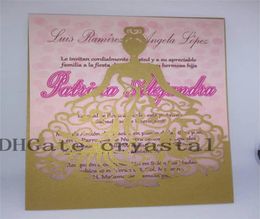 Invitations de Quinceanera découpées au laser scintillantes Robe découpée au laser en or Invitation de Quinceanera Coing élégant Sweet Sixteen Shimmer gold3874266