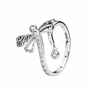 Shimmering Dragonfly Ring 925 Sterling Silver Womens designer Sieraden Huwelijkscadeau Originele box set voor pandora CZ diamanten Ringen