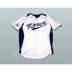 SHIN SOO CHOO 5 CORÉE DU SUD MAILLOT DE BASEBALL BLANC ET BLEU Cousu