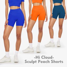 Shinbene 6 Hi Cloud Sculpt Peach oculto Butt Scrunch Scrunkut Gym Shorts Plain High Wisting Yoga Fitness 240425