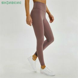 SHINBENE Anti-sueur Mention Hip Sport Gym Leggings Femmes Taille Haute Yoga Fitness Pantalon Sans Couture Danse Entraînements Leggings XS-XL LJ200814