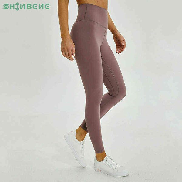 SHINBENE Anti-sueur Mention Hip Sport Gym Leggings Femmes Taille Haute Yoga Fitness Pantalon Sans Couture Danse Workout Leggings XS-XL H1221