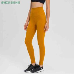 Shinbene Super High Rise Naked-Feel Yoga Pants Gym Sport Panties Women Buttery Soft Fitness Training Legging volledige lengte 27 '' H1221
