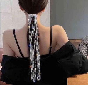 Brillant plein strass épingle à cheveux femme longue gland cristal cheveux accessoires mariage Banquet bijoux coiffure porte-queue de cheval Bobby P7322509