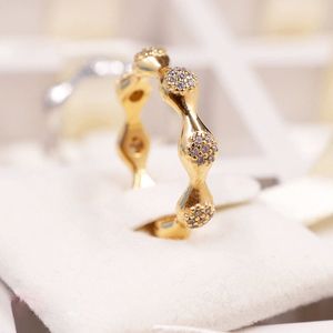 Shine Gold Plated Lovepods Ring met heldere CZ Fit Pandora Jewelry Engagement Wedding Lovers Fashion Ring