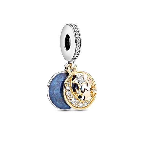 Breloques brillantes lune et étoile Dange, pendentif d'hiver en argent Sterling 925, perles adaptées au bracelet, cadeau de noël à faire soi-même, bijoux Memnon 761993C01