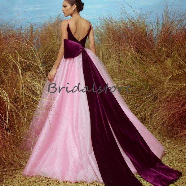 Brillant rose violet robe de bal princesse bretelles Spaghetti dos nu robes de soirée élégantes paillettes fiançailles robes de soirée formelles Robes de soirée robes de Gala 2024