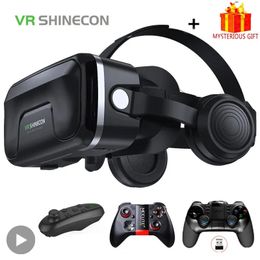 Shinecon Viar 3D Realidad virtual VR Glases Auriculares Lentes de casco Lentes de casco Smart para teléfonos inteligentes Teléfono con controladores 240424