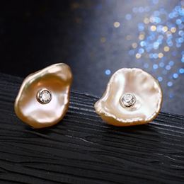 Pendientes barrocos de perlas naturales de agua dulce de Shinland, pendientes de forma Irregular Brincos para mujer, joyería de moda, regalo 240123