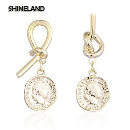 Shineland Vintage roi pièce Portrait boucles d'oreilles en alliage à la mode longues boucles d'oreilles pour les femmes bijoux ethniques Brincos2269