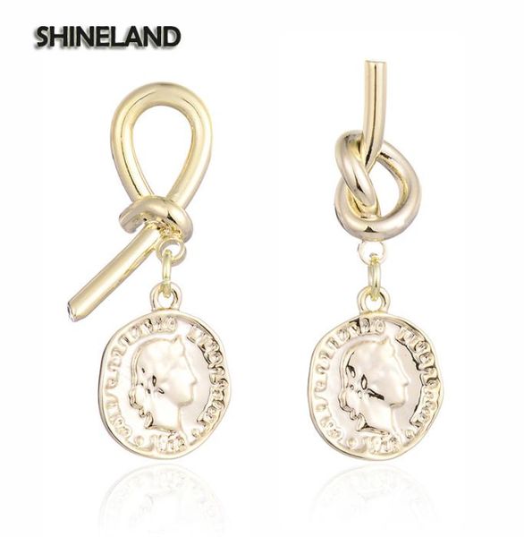 Pendientes colgantes con retrato de moneda de rey Vintage de Shineland, pendientes largos de aleación a la moda para mujer, joyería étnica Brincos2643941