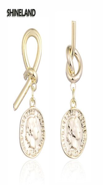 Pendientes colgantes con retrato de moneda de rey Vintage de Shineland, pendientes largos de aleación a la moda para mujer, joyería étnica Brincos6981504