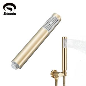 Shinesia handheld douchekop geborsteld gouden water sparende hand douche kop watermassage roestvrijstalen badkamer accessoires 240411